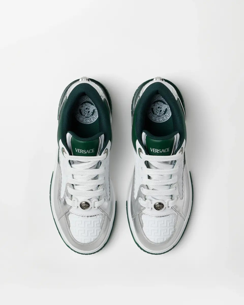 Versace Biggie Basket Metallic Nappa Sneakers | Thumbnail 2