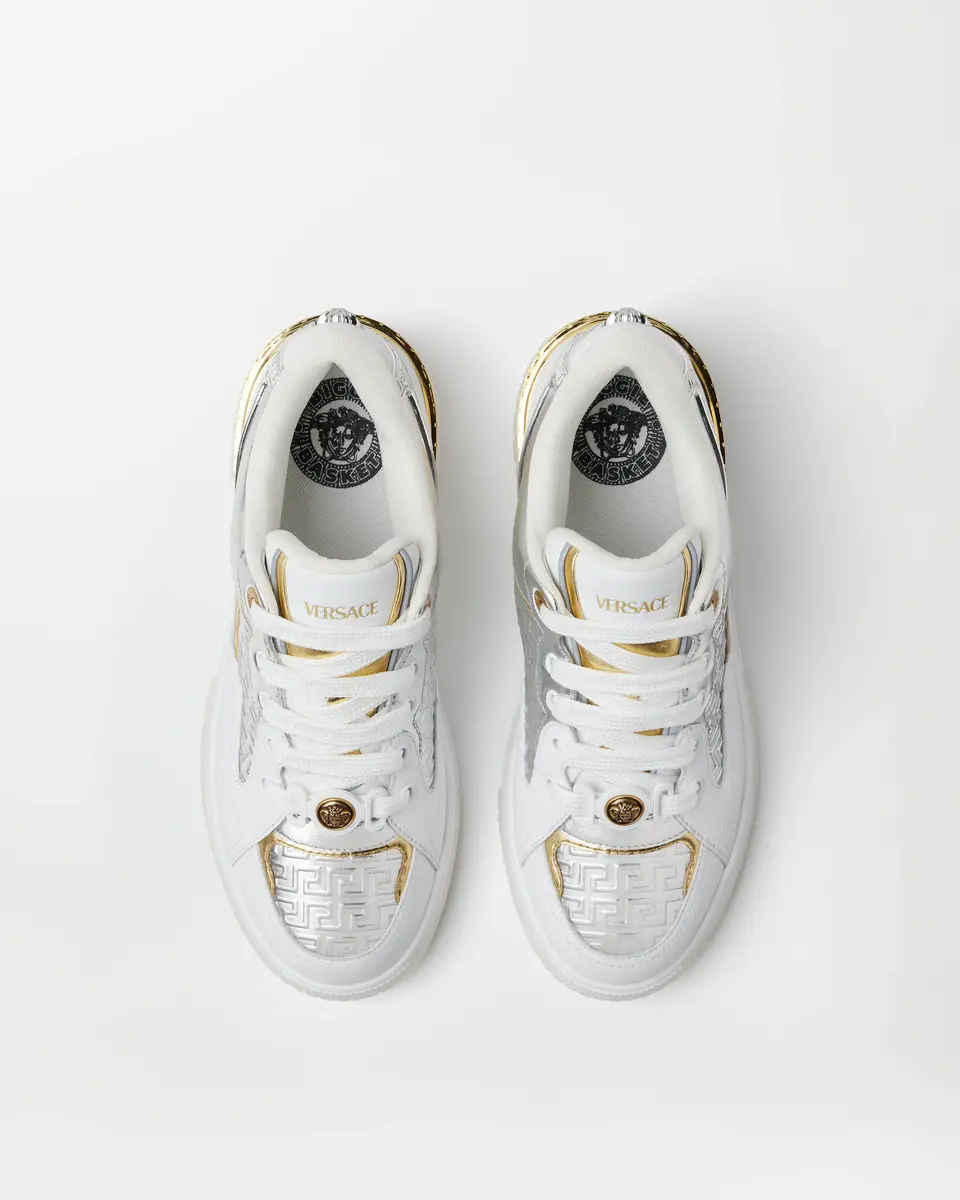 Versace Biggie Basket Metallic Leather Sneakers | Thumbnail 2 Versace Biggie Basket Metallic Leather Sneakers | Thumbnail 2