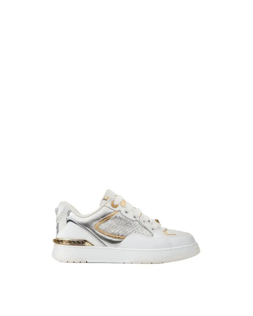 Versace Biggie Basket Metallic Leather Sneakers | Image 1 Versace Biggie Basket Metallic Leather Sneakers | Image 1