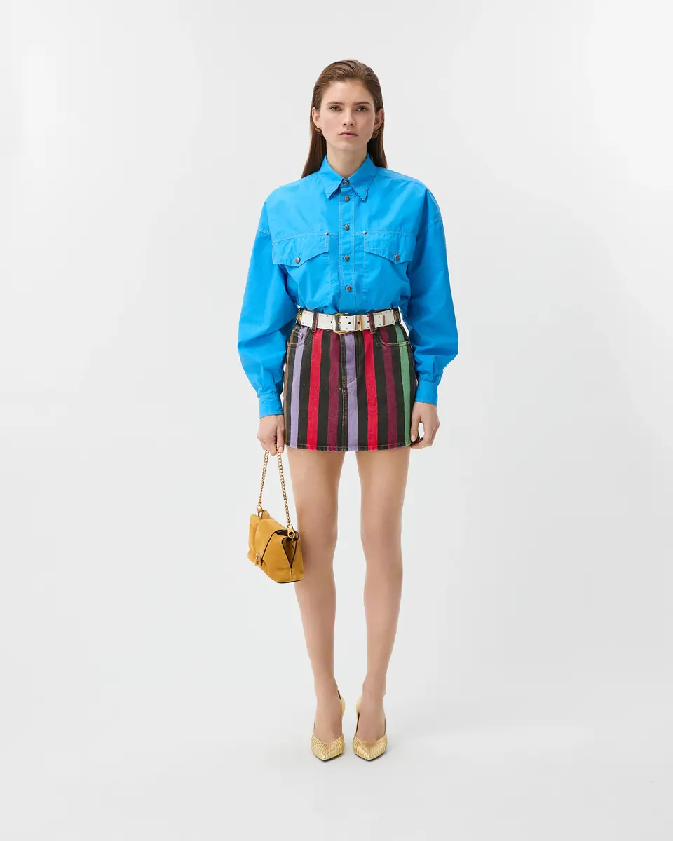 Versace Striped Denim Mini Skirt | Thumbnail 2