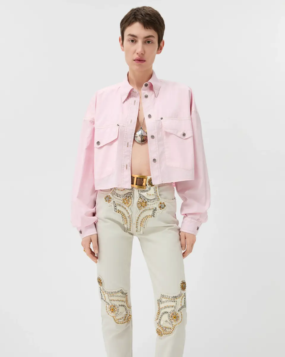 Versace Cotton-Poplin Crop Shirt | Thumbnail 2