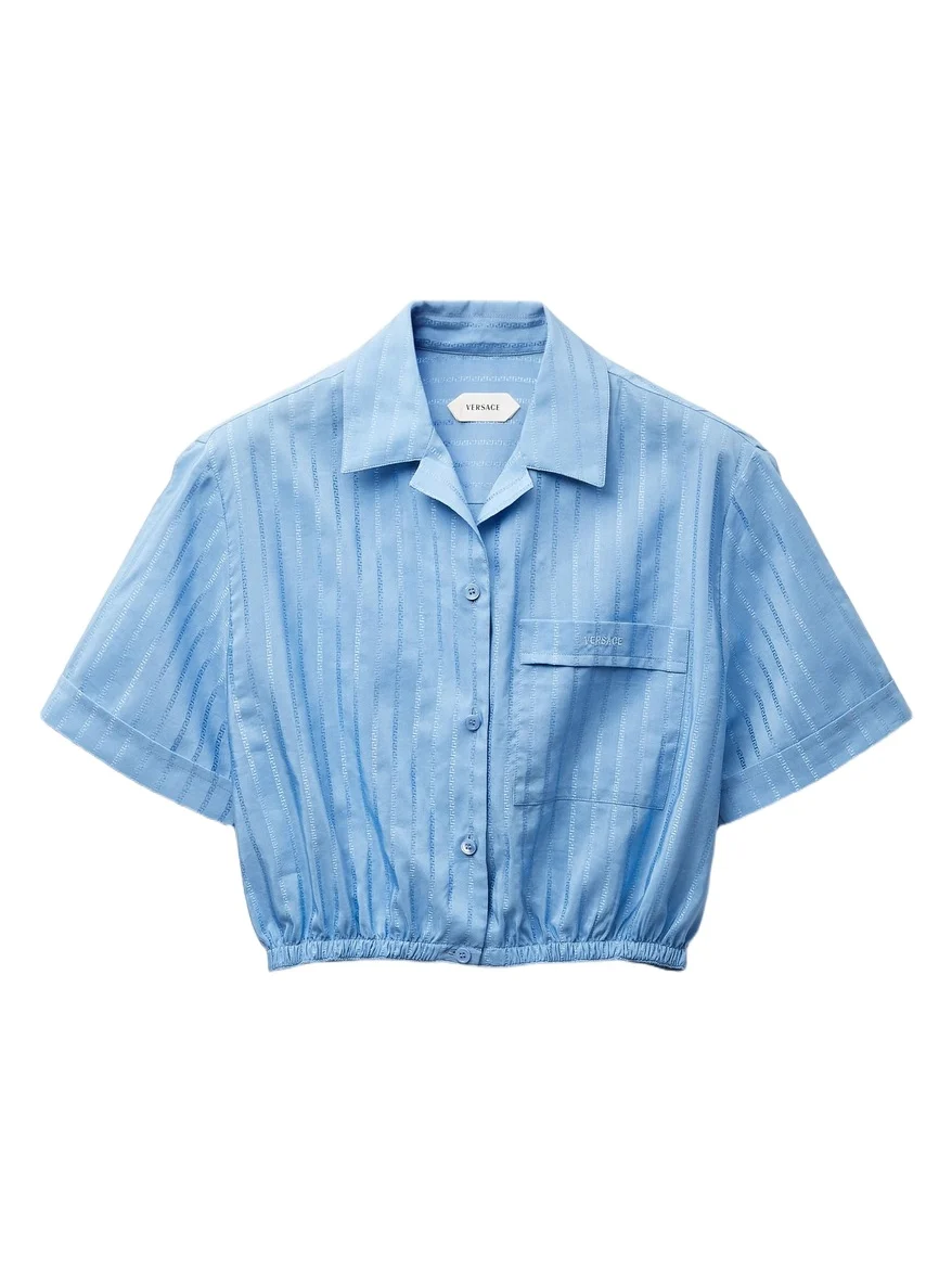 Versace Jacquard Cotton-Silk Crop Shirt