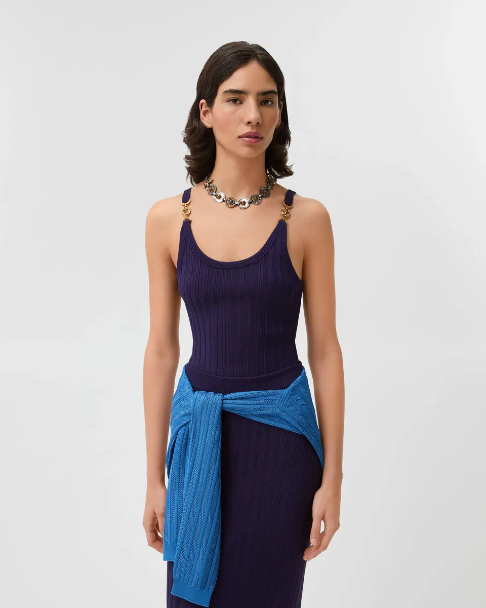 Versace Stretch Viscose Mesh Ribbed Knit Top | Thumbnail 2 Versace Stretch Viscose Mesh Ribbed Knit Top | Thumbnail 2