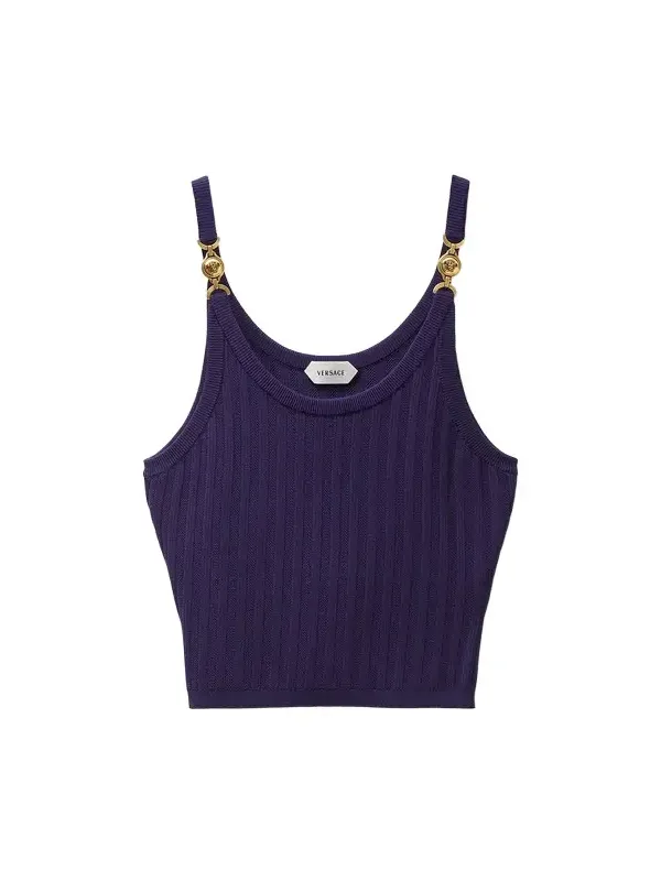 Versace Stretch Viscose Mesh Ribbed Knit Top