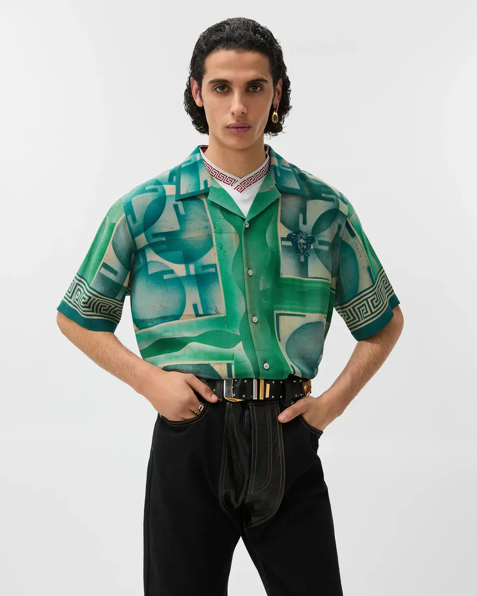Versace Printed Crêpe De Chine Silk Shirt | Thumbnail 2