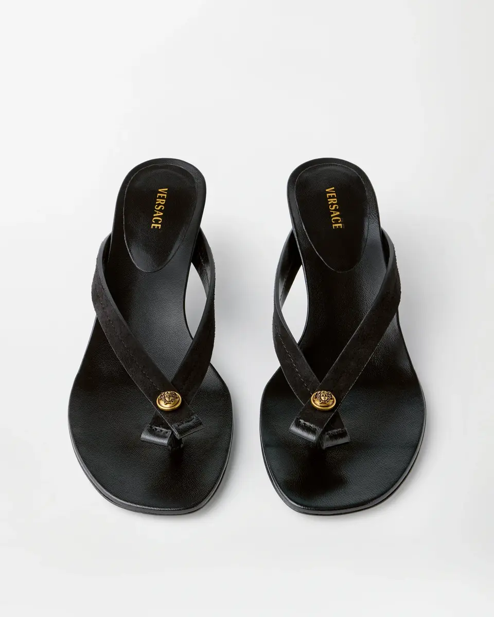 Versace Gavriel Suede Thong Sandals 50 mm | Thumbnail 2 Versace Gavriel Suede Thong Sandals 50 mm | Thumbnail 2