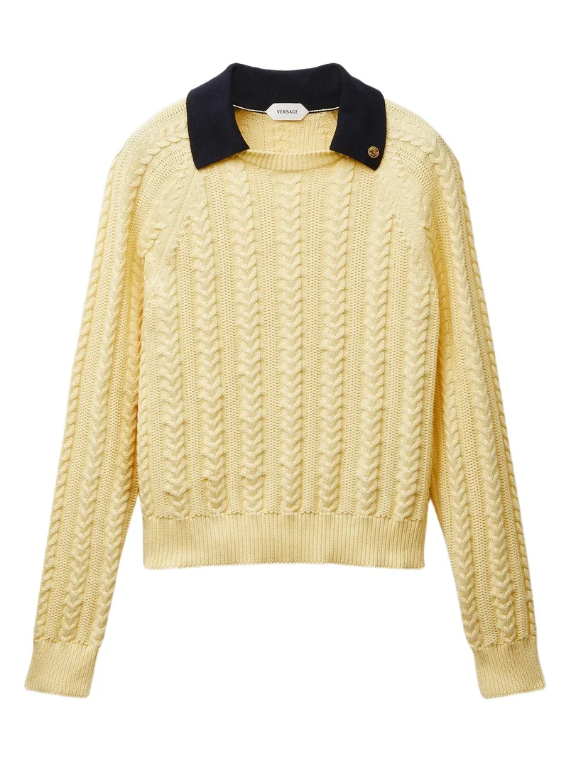 Versace Cotton Cable Knit Polo
