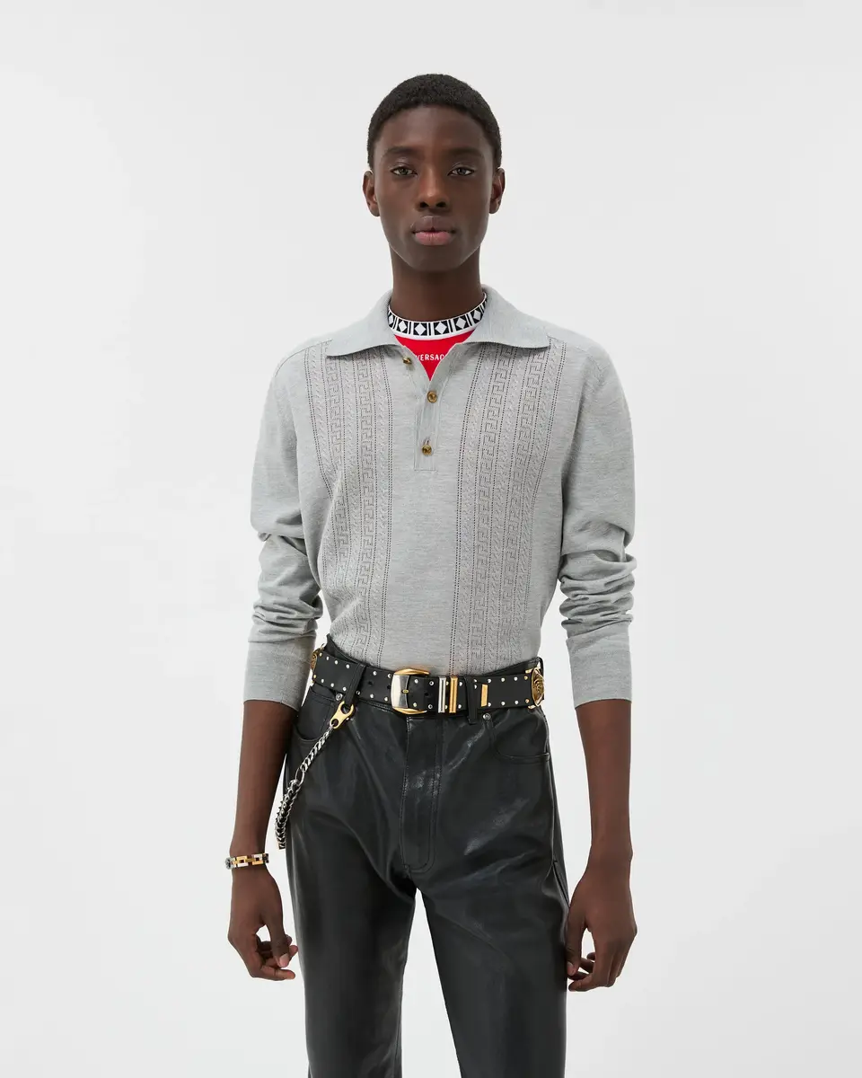 Versace Silk-Cotton Knit Polo | Thumbnail 2 Versace Silk-Cotton Knit Polo | Thumbnail 2