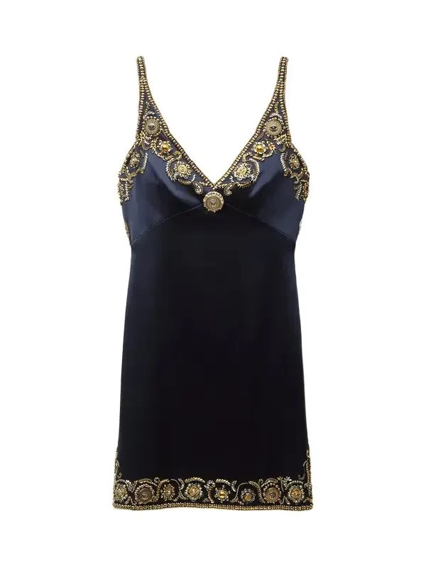 Embroidered Silk Cady Satin Mini Dress Embroidered Silk Cady Satin Mini Dress