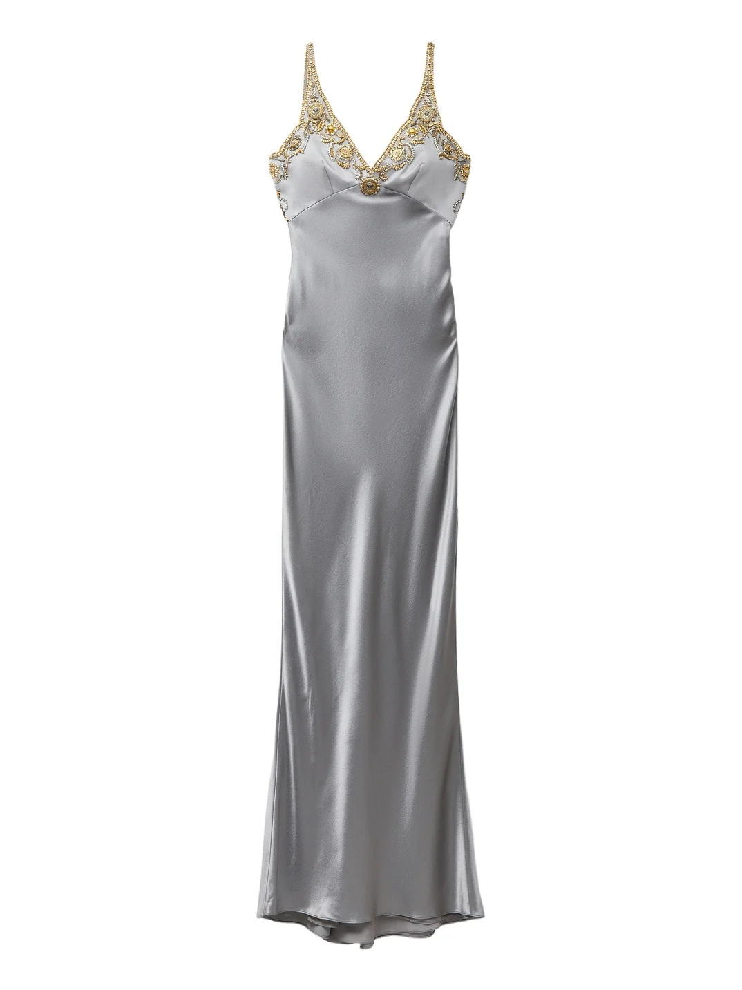 Embroidered Silk Cady Satin Gown Embroidered Silk Cady Satin Gown