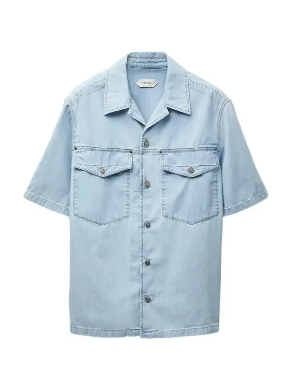 Embroidered-Logo Denim Cotton Shirt Embroidered-Logo Denim Cotton Shirt