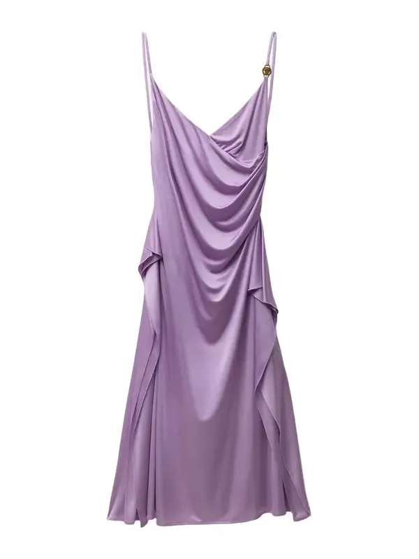 Viscose-Jersey Draped Midi Dress