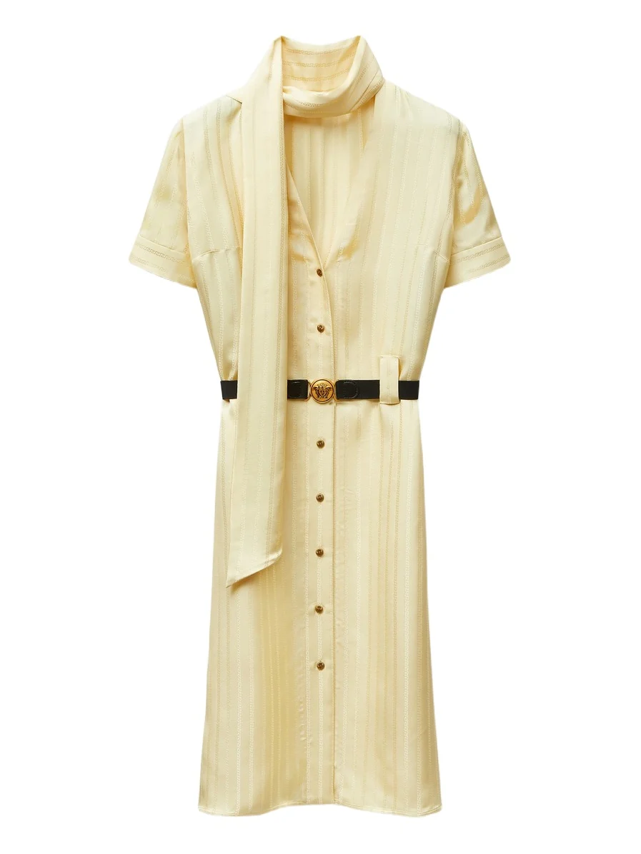 Versace Jacquard Viscose-Silk Midi Dress