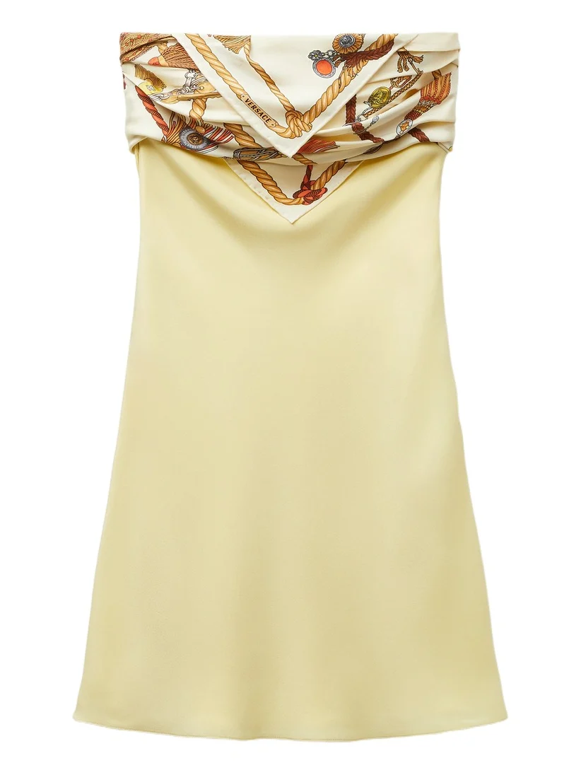 Versace Silk Crêpe Marocaine Strapless Mini Dress