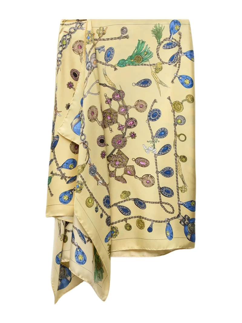 Printed Silk Twill Midi Skirt Printed Silk Twill Midi Skirt