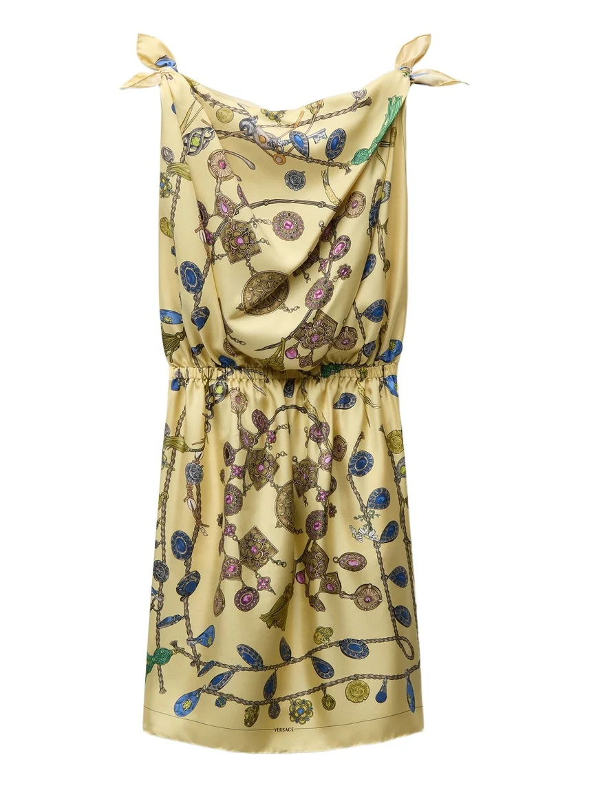 Versace Printed Silk Twill Midi Dress