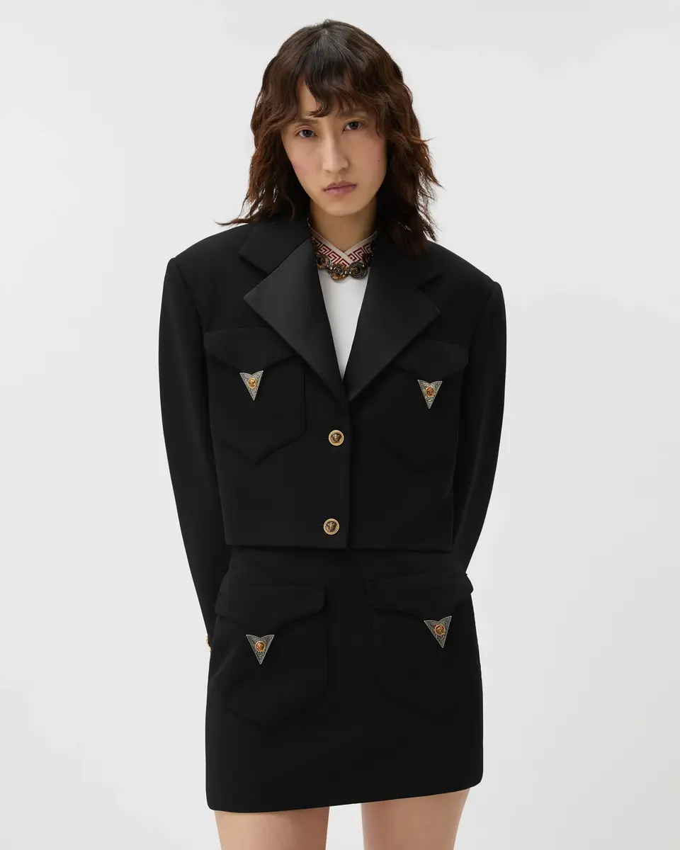 Versace Wool Crop Blazer | Thumbnail 2 Versace Wool Crop Blazer | Thumbnail 2