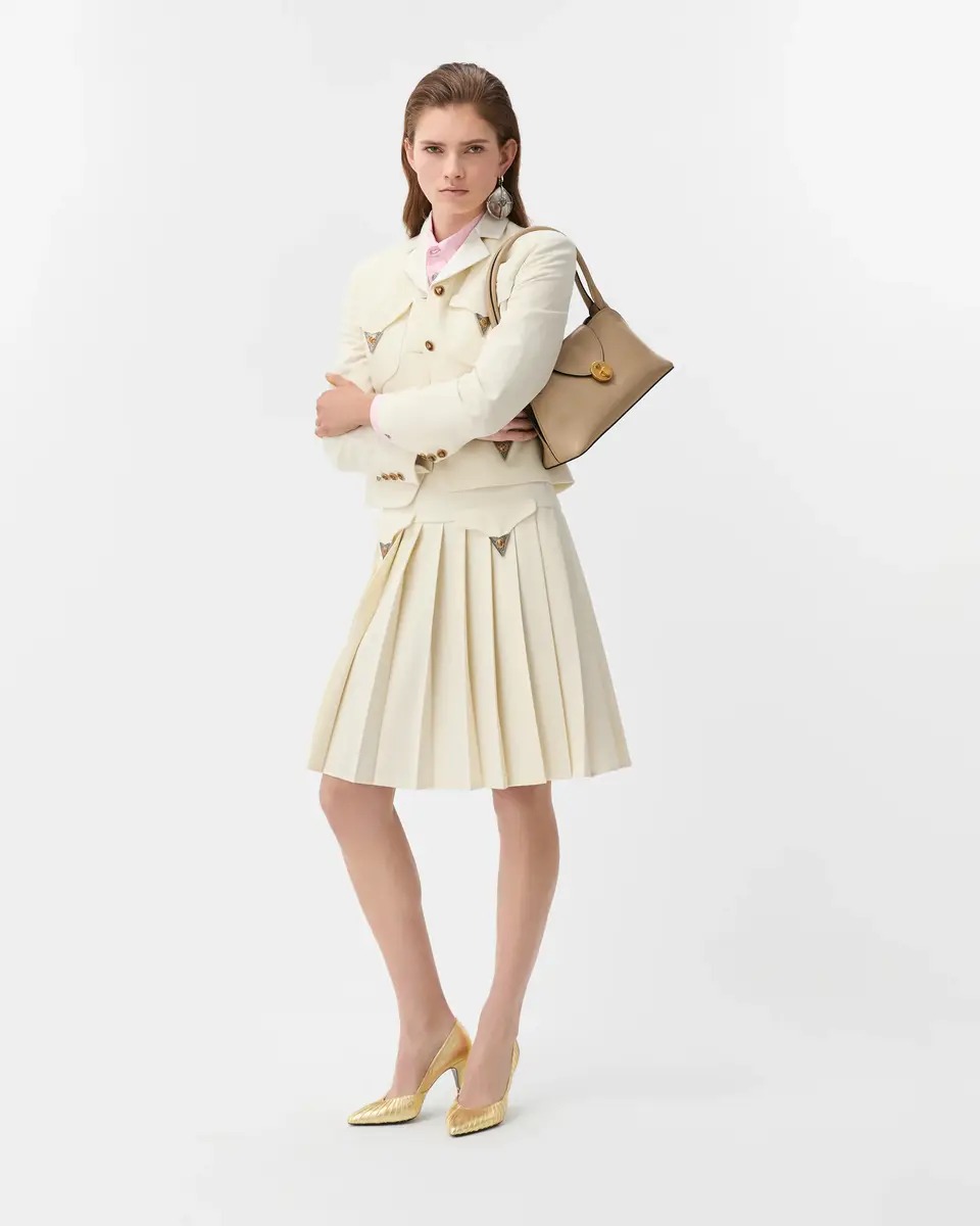 Versace Pleated Wool Midi Skirt | Thumbnail 2