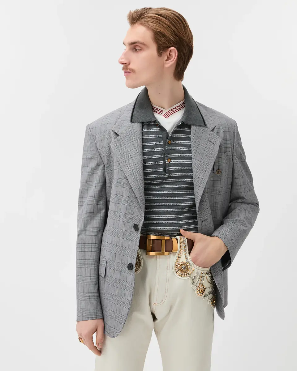 Versace Prince Of Wales Wool Blazer | Thumbnail 2 Versace Prince Of Wales Wool Blazer | Thumbnail 2