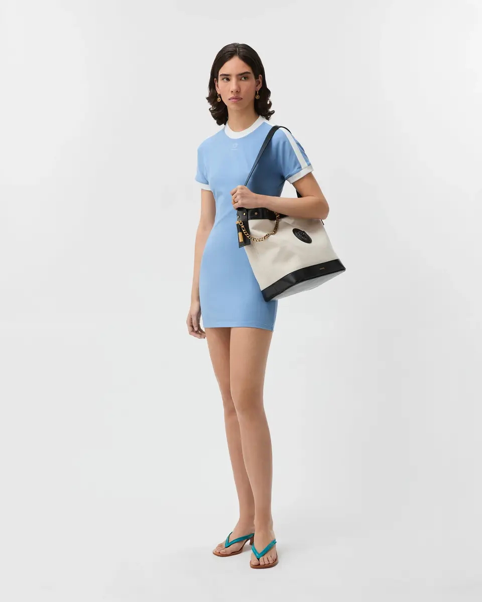 Versace Embroidered-Logo Stretch Cotton-Jersey Mini Dress | Thumbnail 2