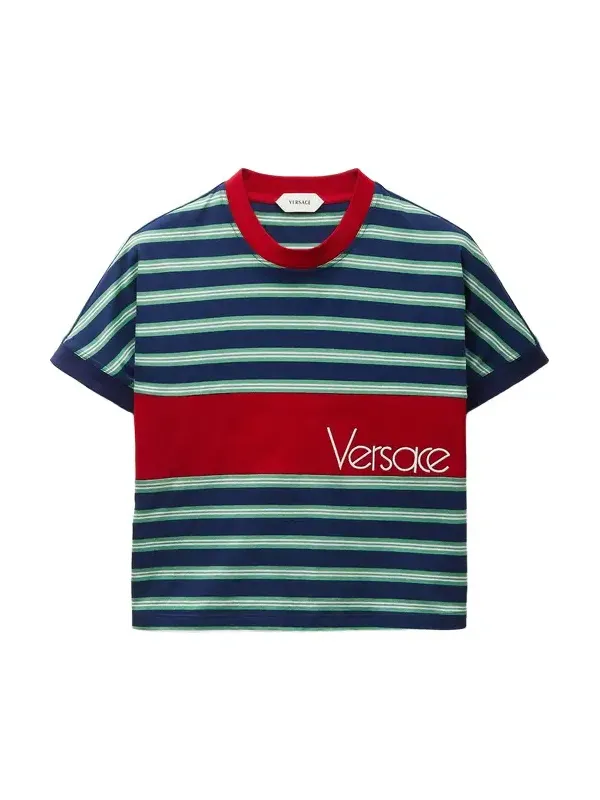 Embroidered-Logo Striped-Intarsia Cotton T-Shirt Embroidered-Logo Striped-Intarsia Cotton T-Shirt