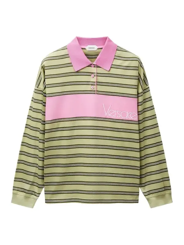 Embroidered-Logo Striped-Intarsia Cotton Polo Embroidered-Logo Striped-Intarsia Cotton Polo