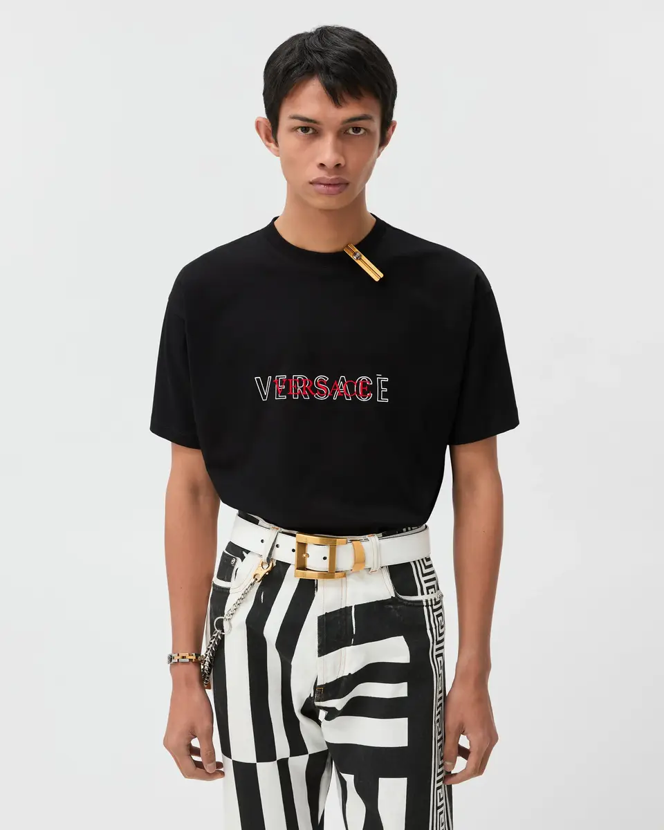 Versace Embroidered-Logo Cotton-Jersey Regular T-shirt | Thumbnail 2 Versace Embroidered-Logo Cotton-Jersey Regular T-shirt | Thumbnail 2