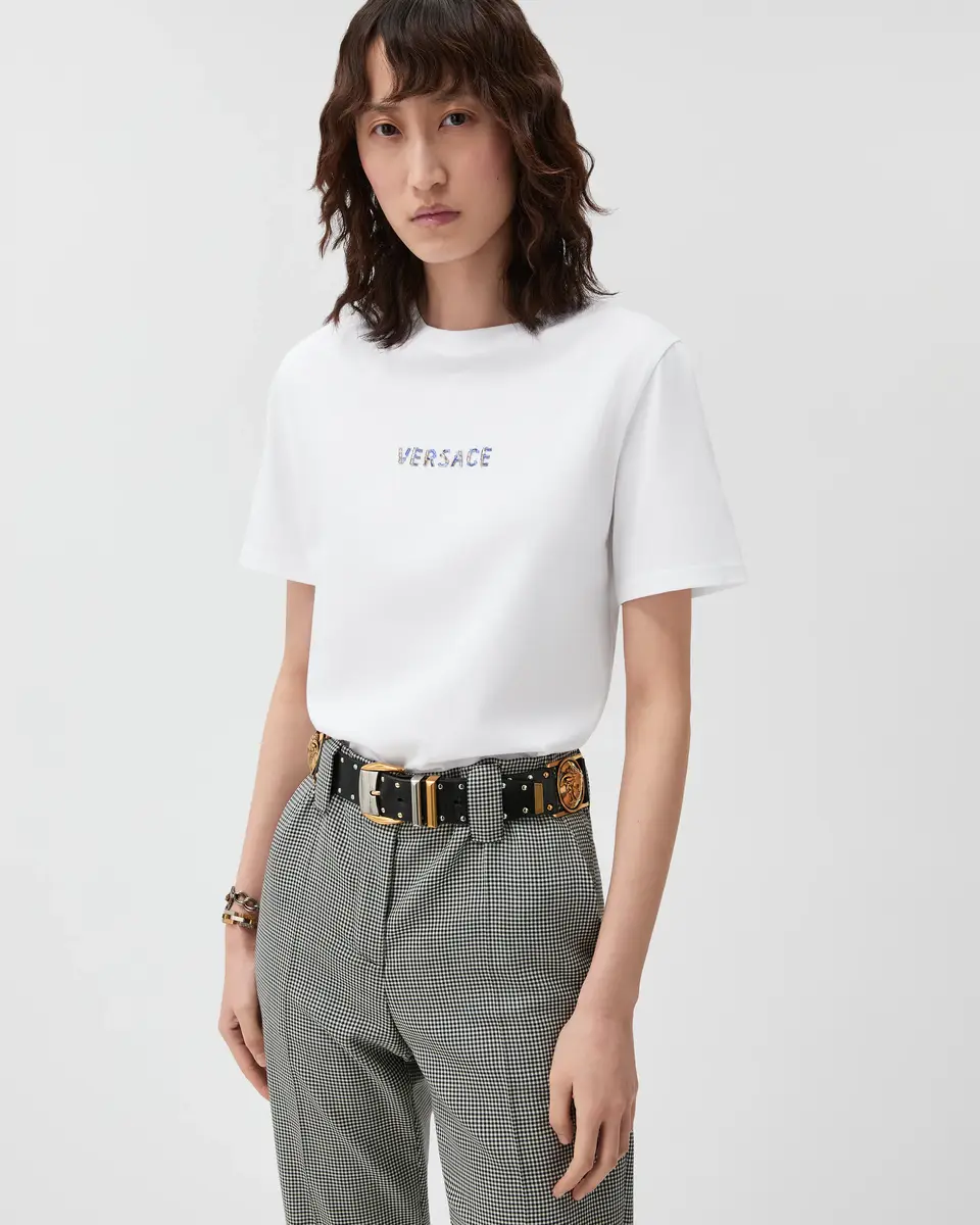 Versace Embroidered Cotton-Jersey T-Shirt | Thumbnail 2
