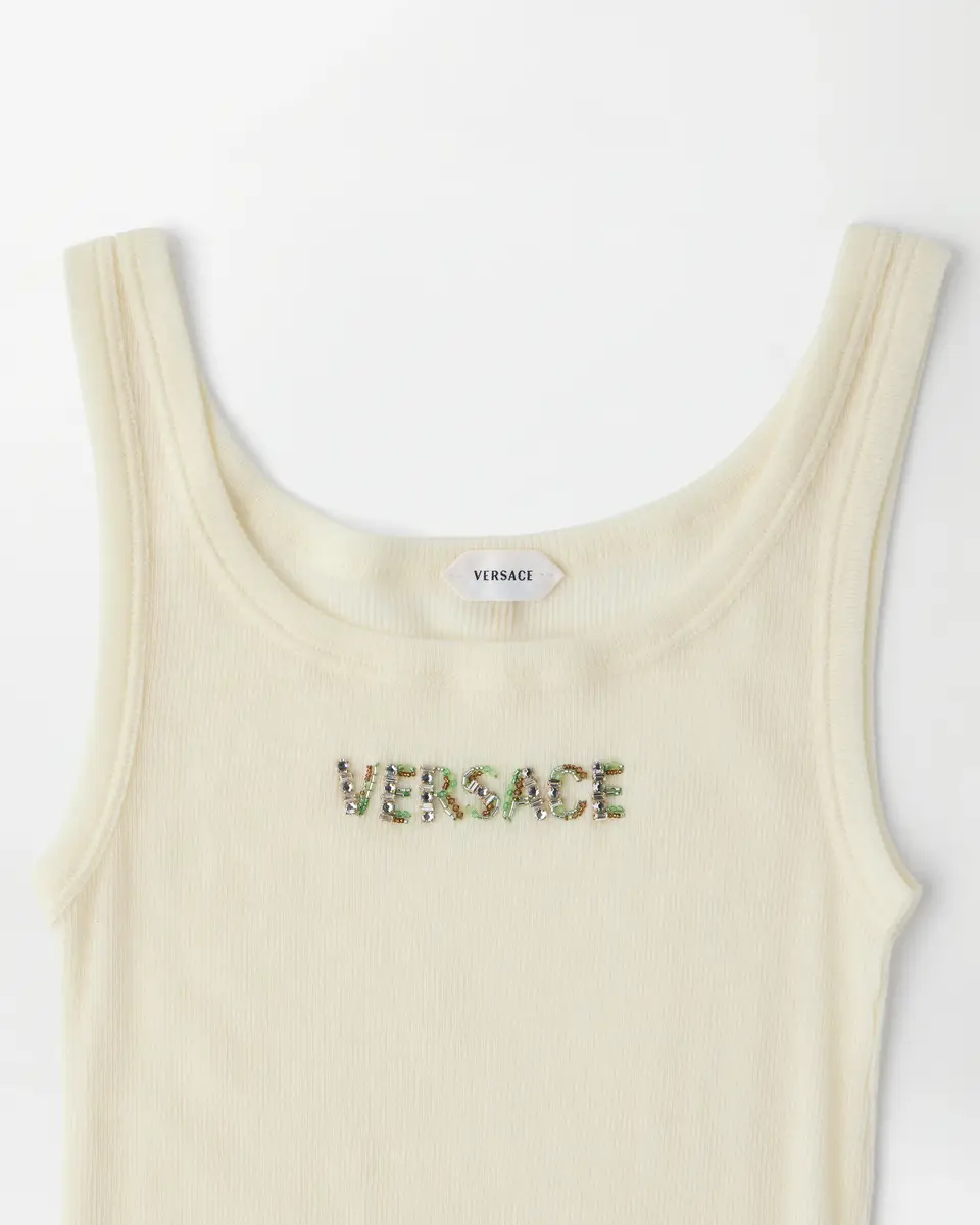 Versace Embroidered Wool Ribbed Tank Top | Thumbnail 2