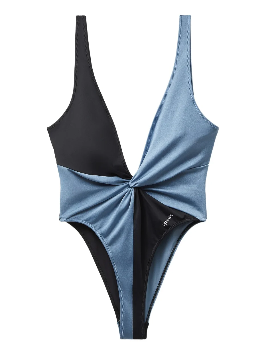 Versace Embroidered-Logo One-Piece Swimsuit