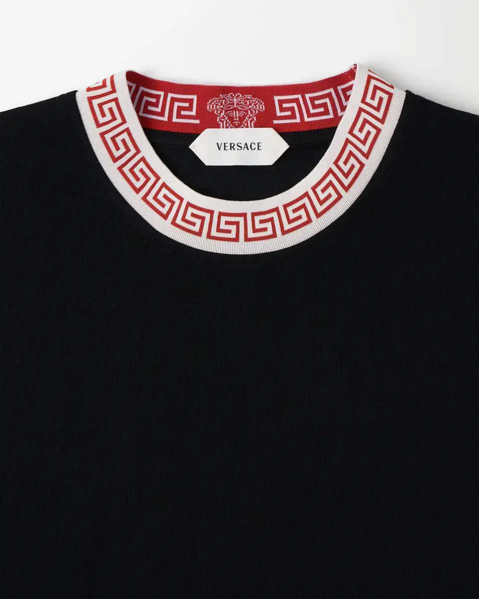 Versace Jacquard Stretch Cotton-Jersey T-Shirt | Thumbnail 2 Versace Jacquard Stretch Cotton-Jersey T-Shirt | Thumbnail 2