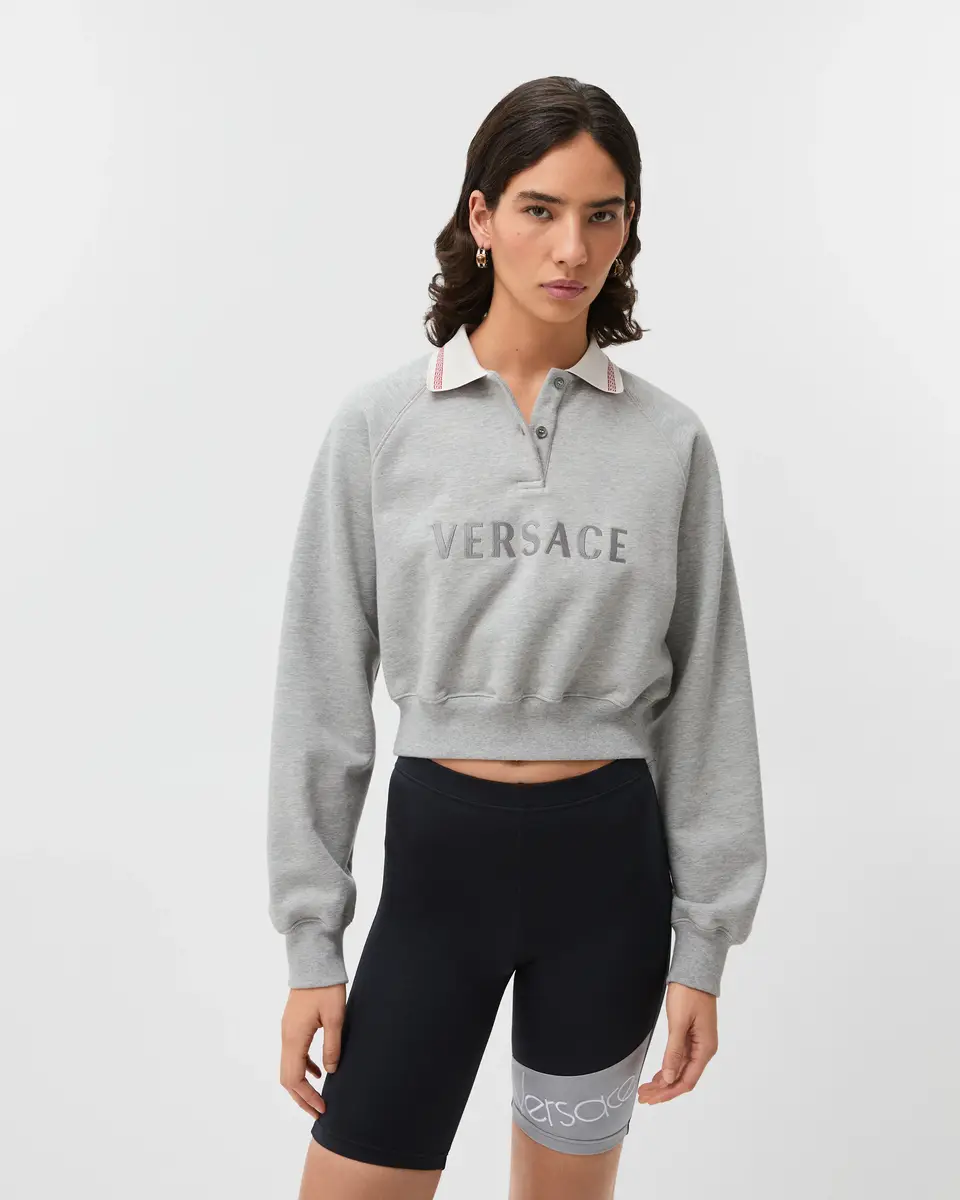 Versace Embroidered-Logo Cotton-Jersey Sweatshirt | Thumbnail 2
