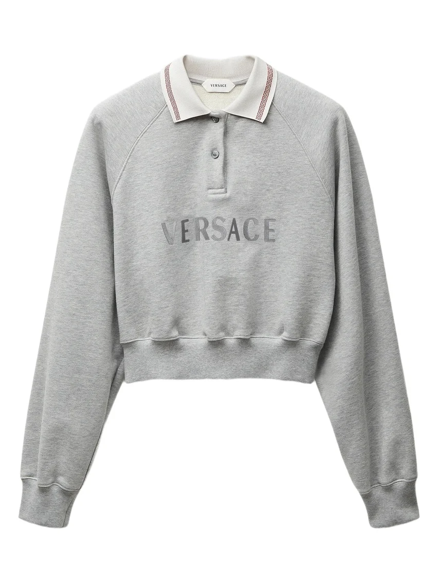 Versace Embroidered-Logo Cotton-Jersey Sweatshirt