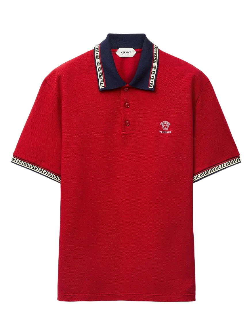 Versace Embroidered-Logo Cotton Piqué Polo