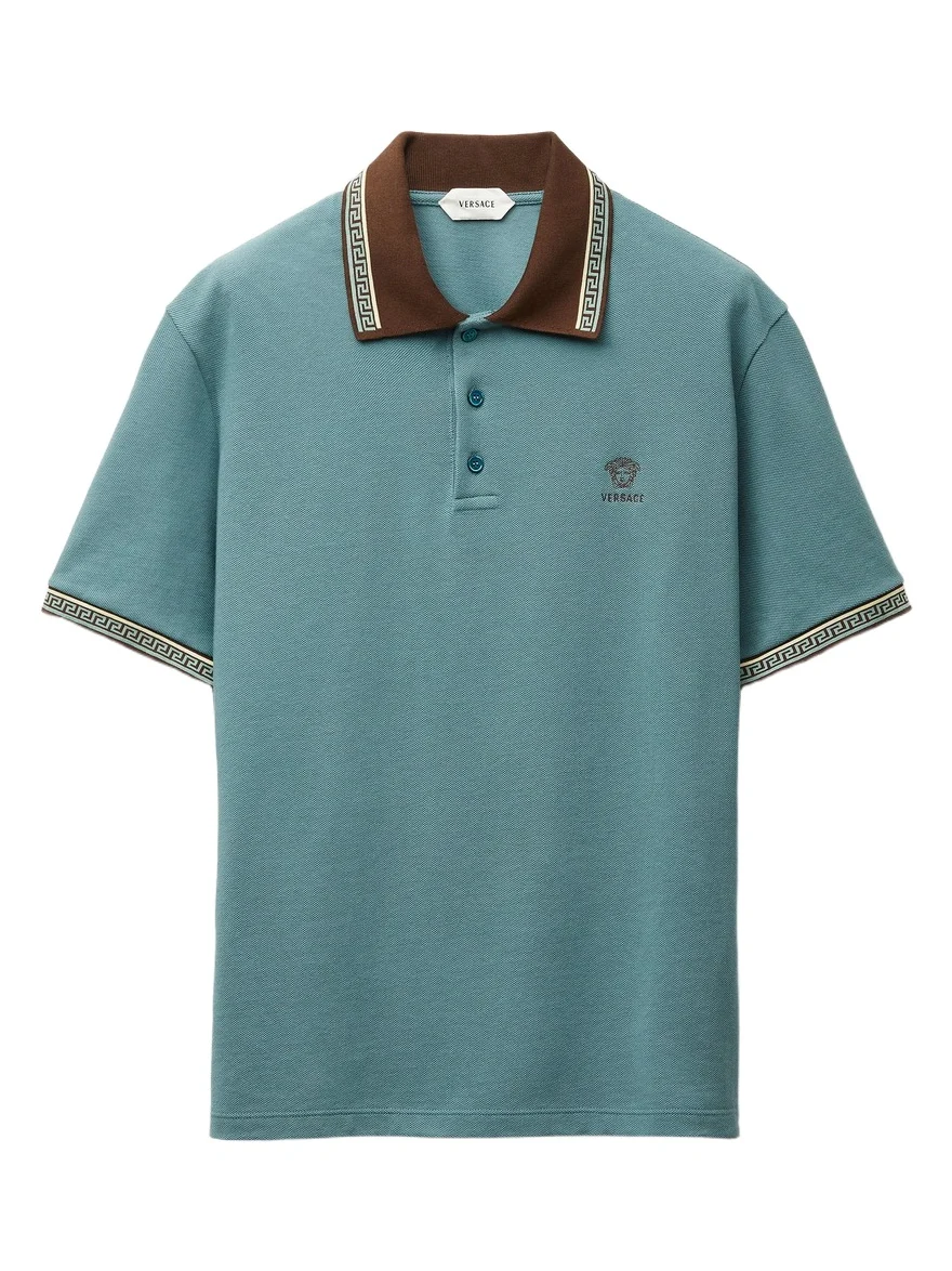 Versace Embroidered-Logo Cotton Piqué Polo