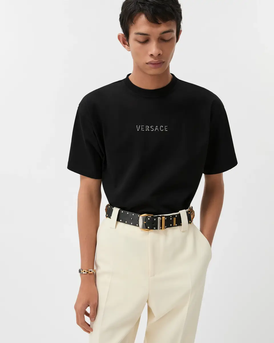 Versace Embroidered-Logo Cotton-Jersey Regular T-shirt | Thumbnail 2 Versace Embroidered-Logo Cotton-Jersey Regular T-shirt | Thumbnail 2