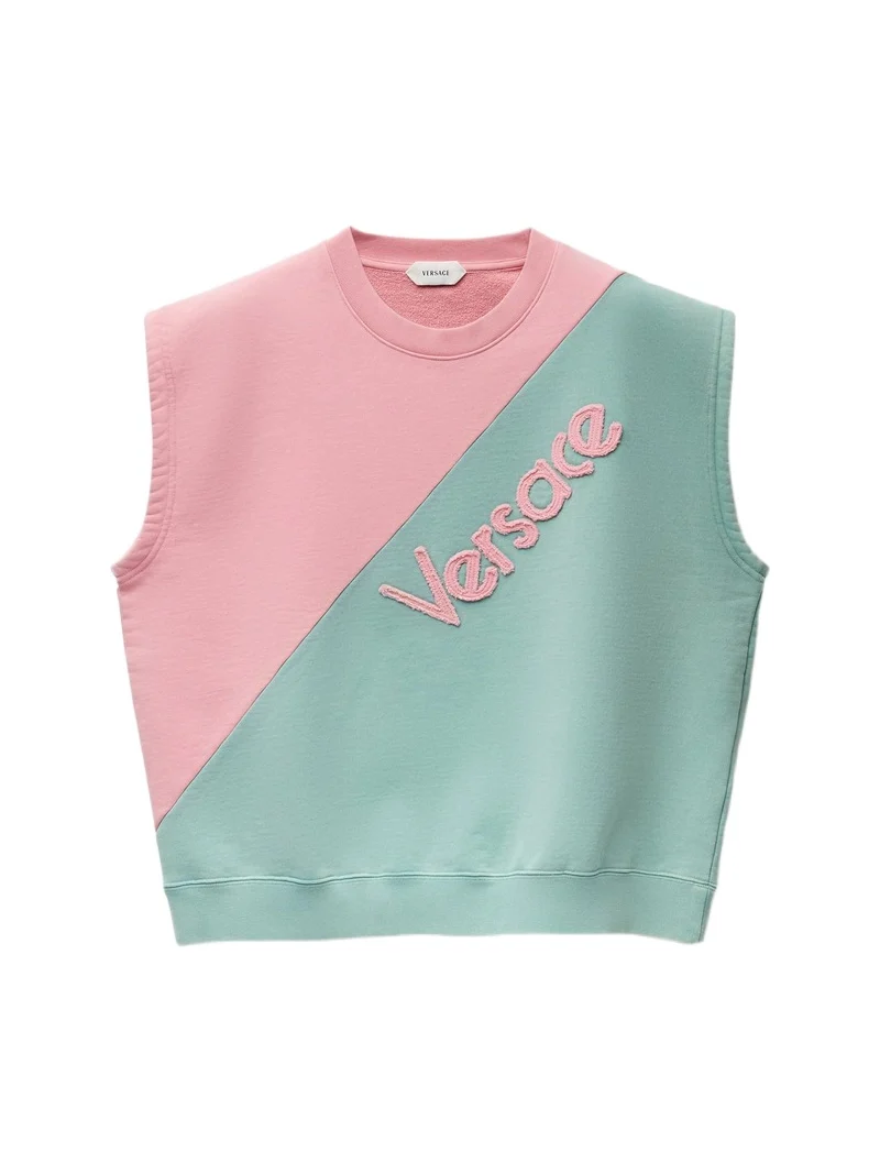 Versace Embroidered Cotton-Jersey Short-Sleeved Sweatshirt