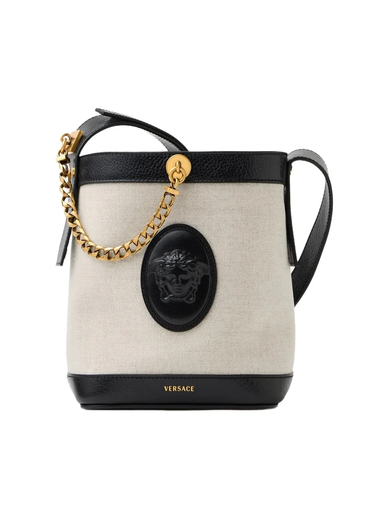 Versace Pivot Mini Canvas Bucket Bag