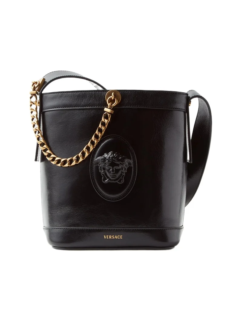 Versace Pivot Mini Leather Bucket Bag