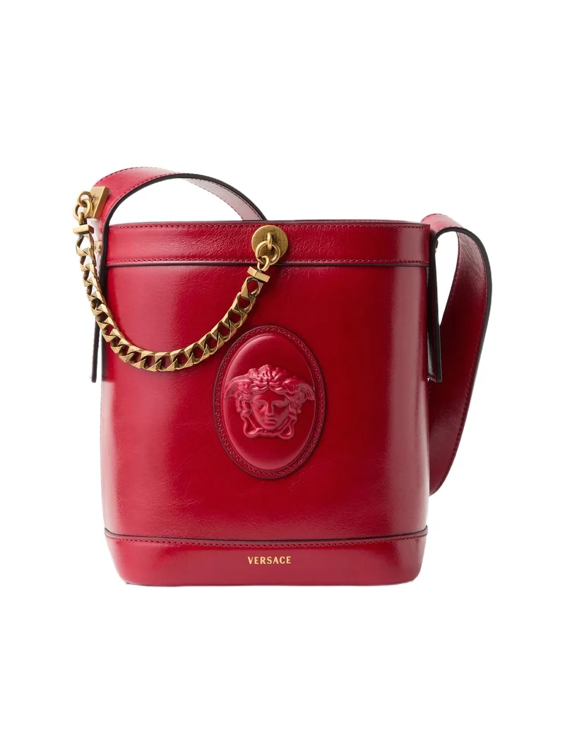 Versace Pivot Mini Leather Bucket Bag