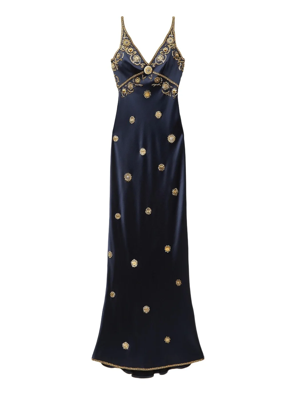 Embroidered Silk Cady Satin Gown Embroidered Silk Cady Satin Gown