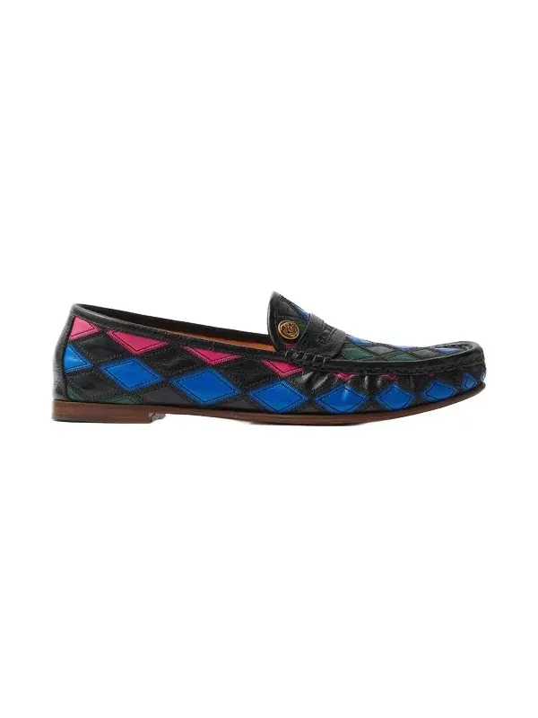 Versace Guanto Leather Patchwork Loafers