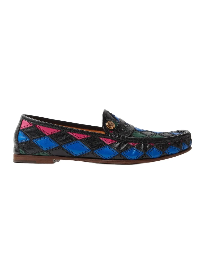 Versace Guanto Leather Patchwork Loafers