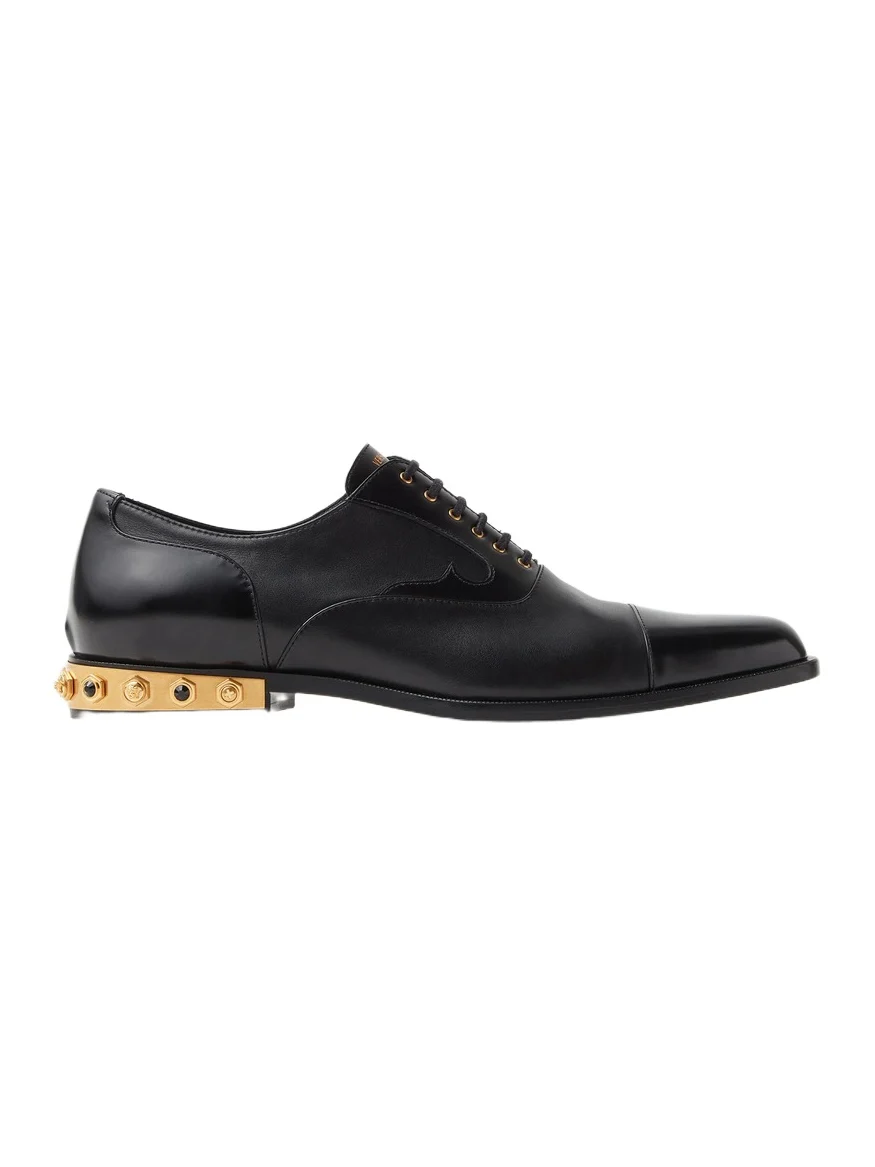 Versace Julio Embellished Leather Derby Shoes