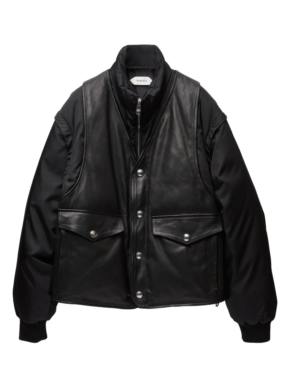 Versace Leather & Nylon Padded Blouson