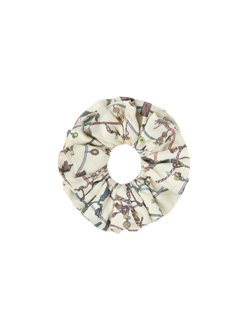 Printed Silk Twill Scrunchie Printed Silk Twill Scrunchie