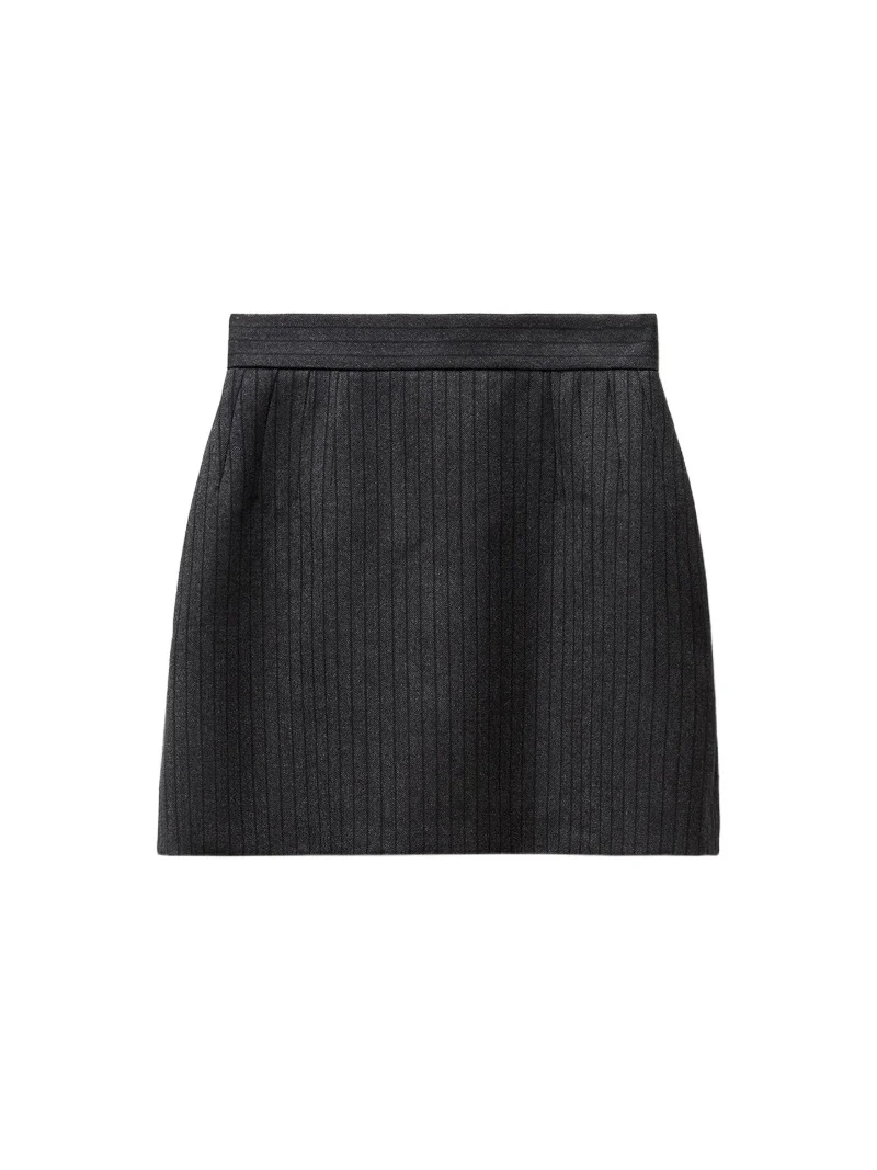 Versace Pinstripe Wool Twill Mini Skirt