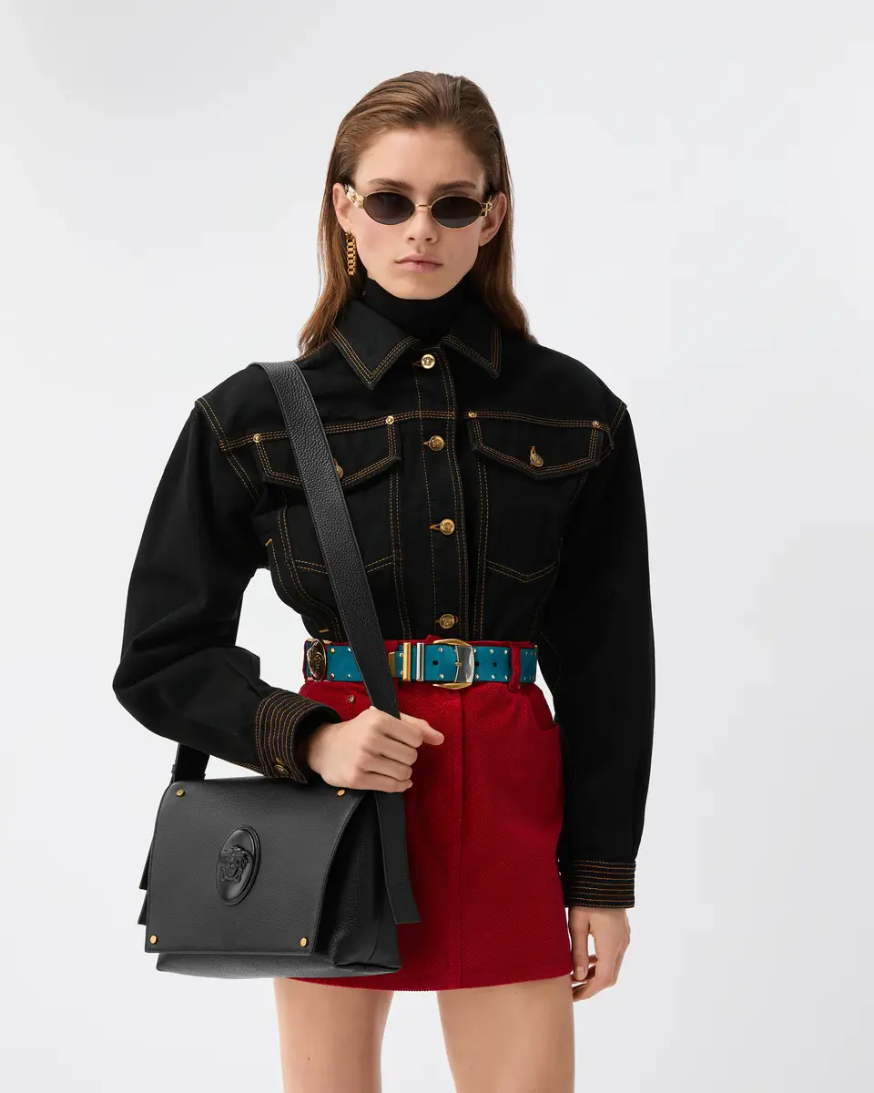 Versace Lou Small Leather Messenger Bag | Thumbnail 2
