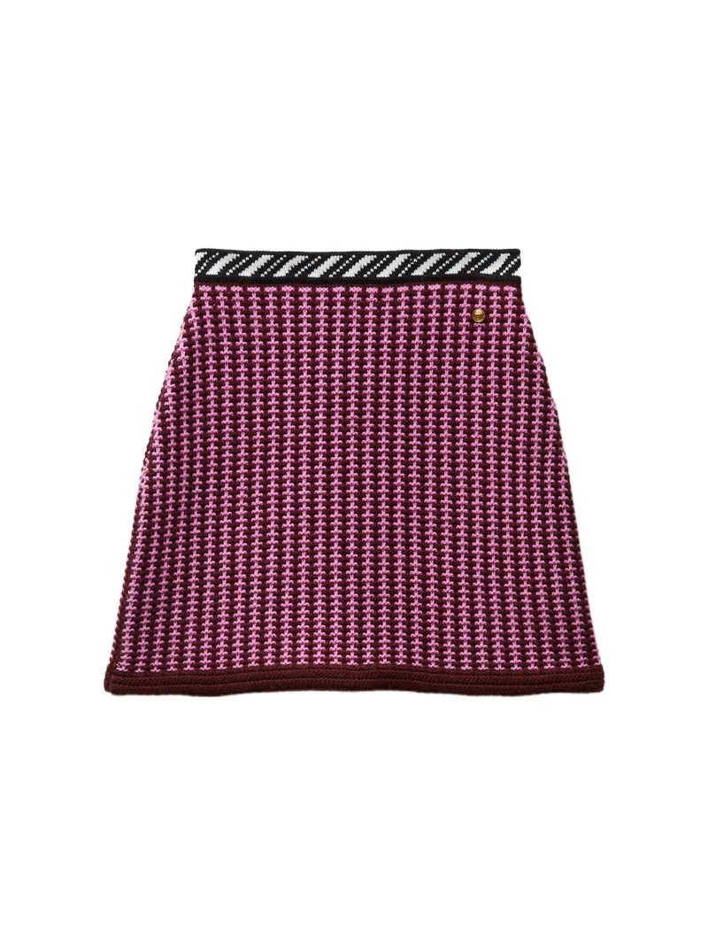 Wool Crochet-Stitch Knit Mini Skirt Wool Crochet-Stitch Knit Mini Skirt