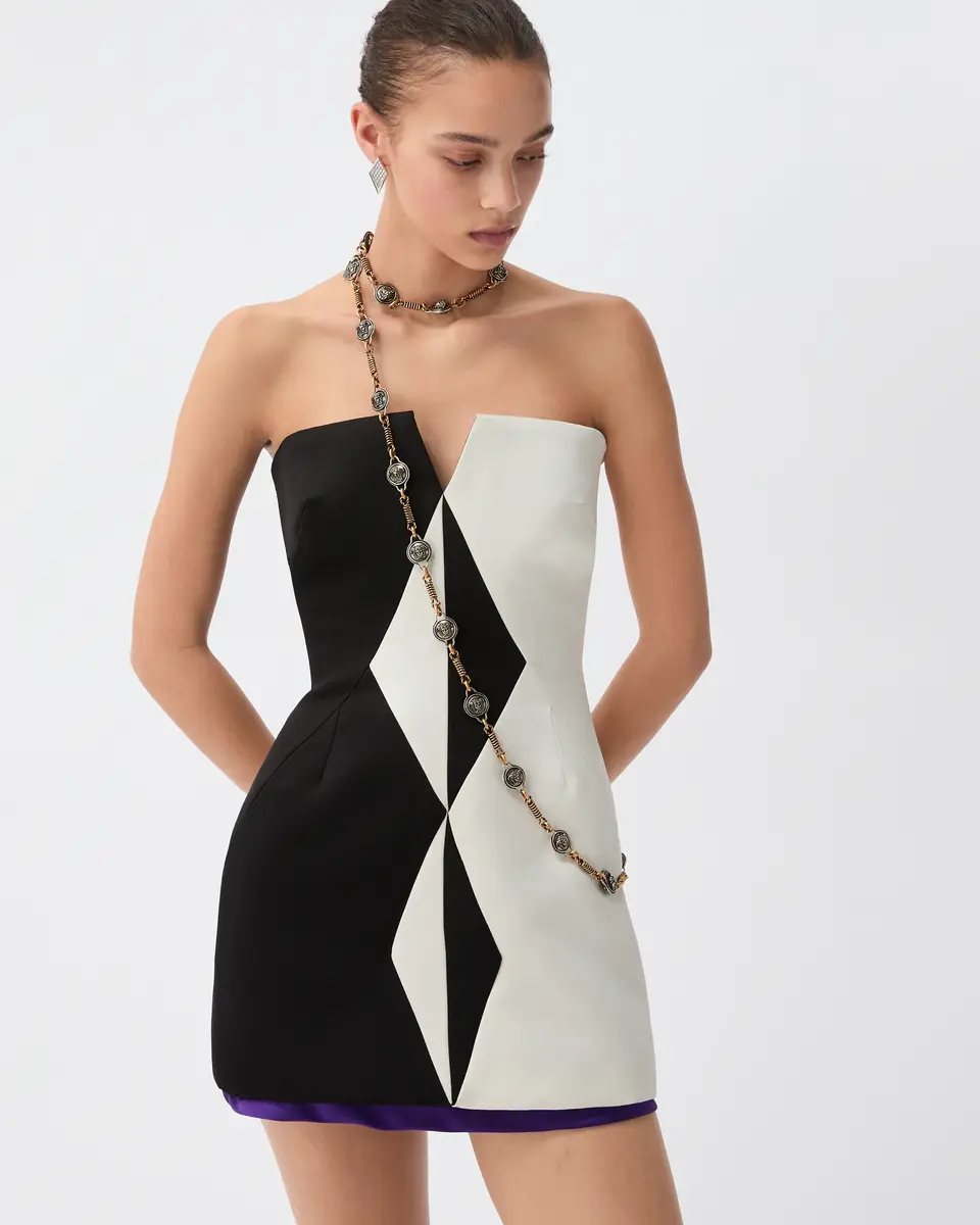 Versace Silk Duchesse Mini Dress | Thumbnail 2 Versace Silk Duchesse Mini Dress | Thumbnail 2